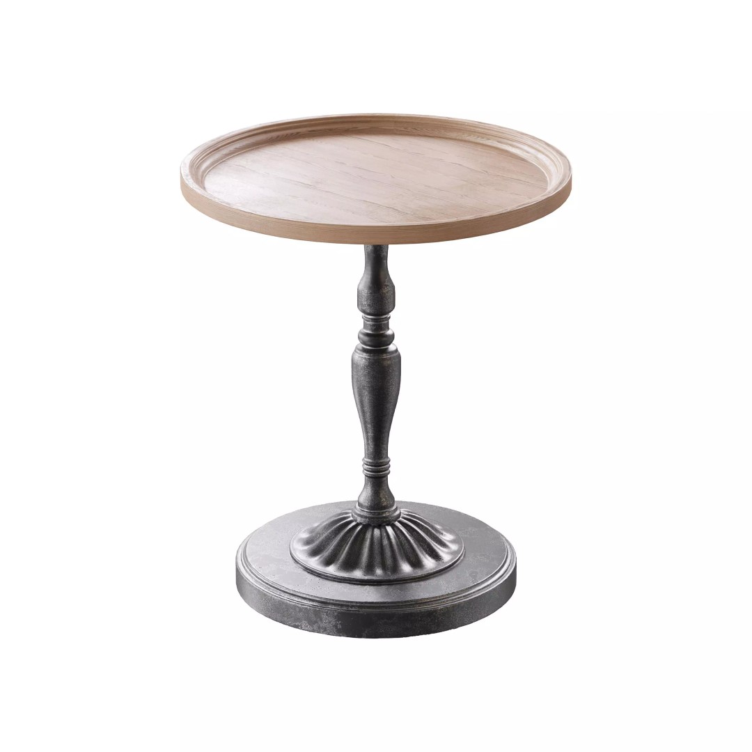 Vintage Round Side Table 3D Model – PBR Textured Furniture Asset, FBX, OBJ - View 2