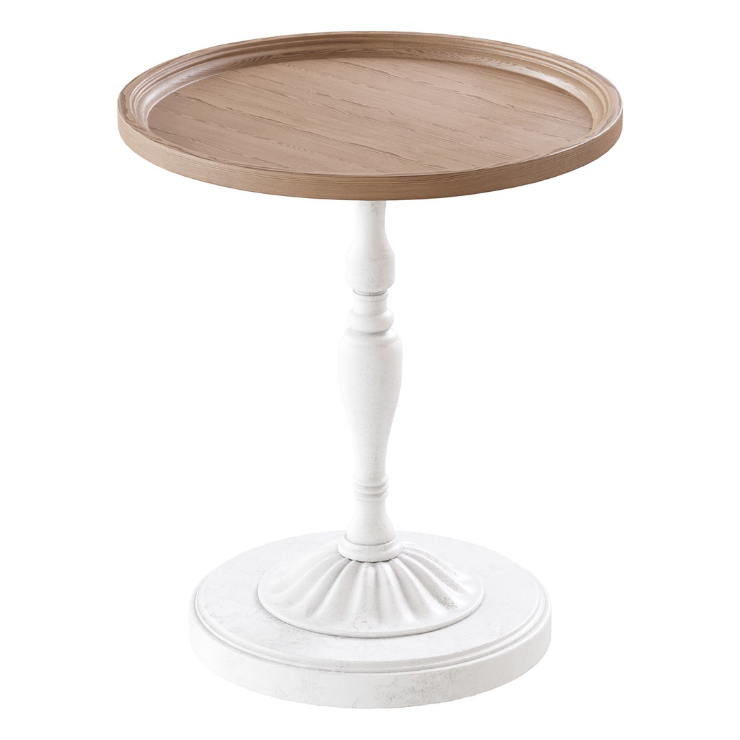 Vintage Round Side Table 3D Model – PBR Textured Furniture Asset, FBX, OBJ - View 3