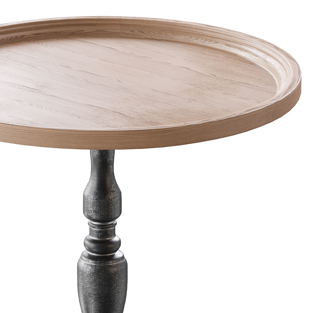 Vintage Round Side Table 3D Model – PBR Textured Furniture Asset, FBX, OBJ - View 5