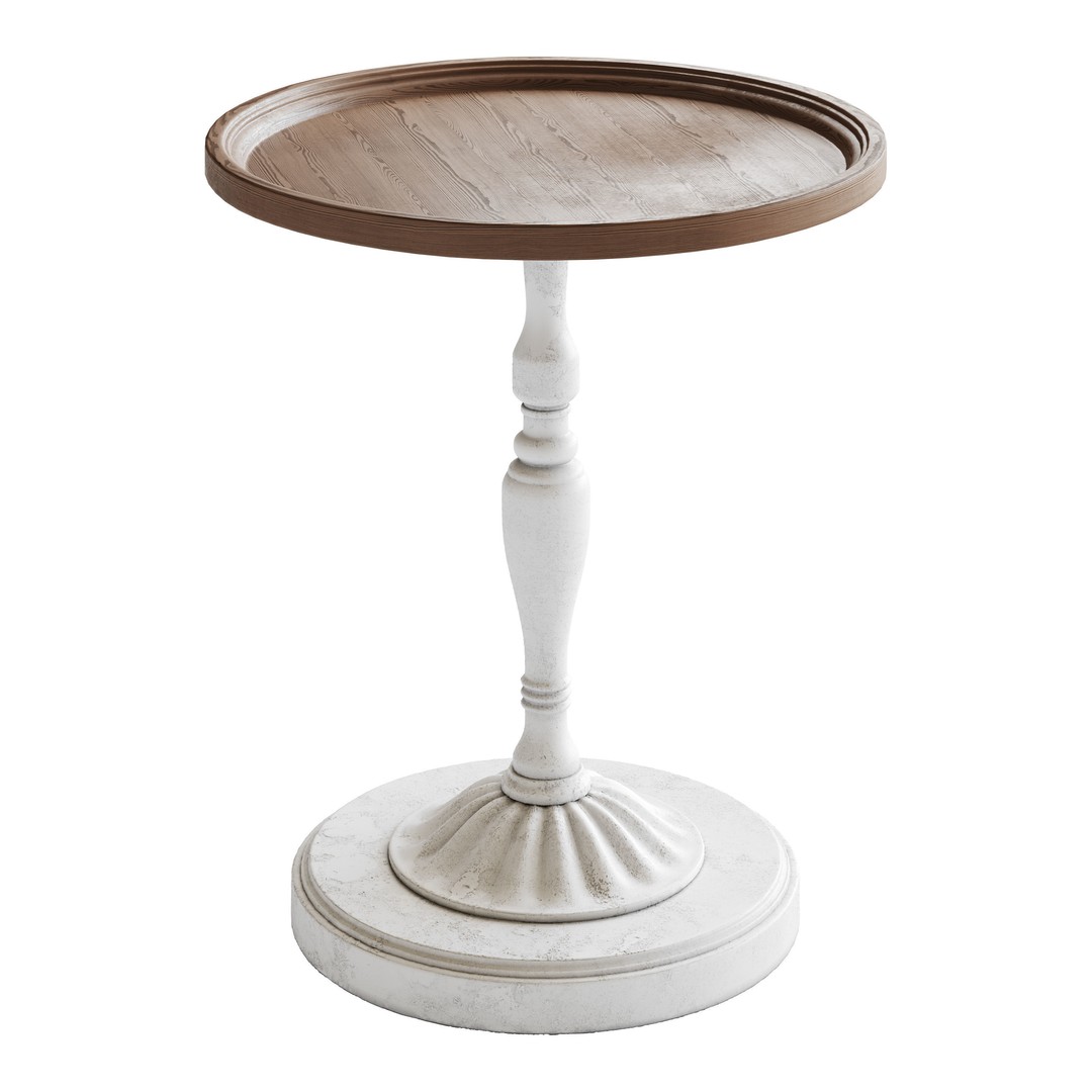 Vintage Round Side Table 3D Model – PBR Textured Furniture Asset, FBX, OBJ - View 6