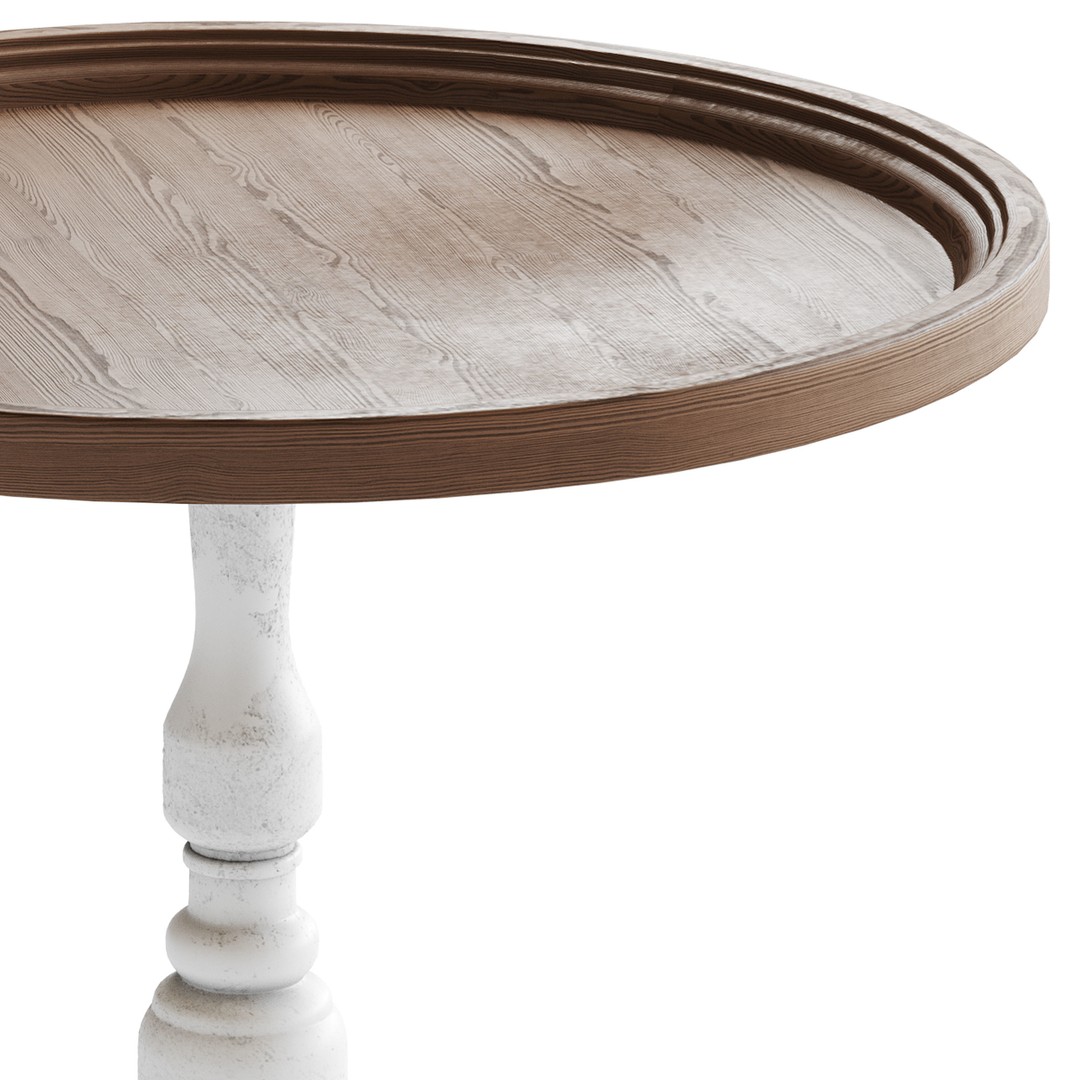 Vintage Round Side Table 3D Model – PBR Textured Furniture Asset, FBX, OBJ - View 8