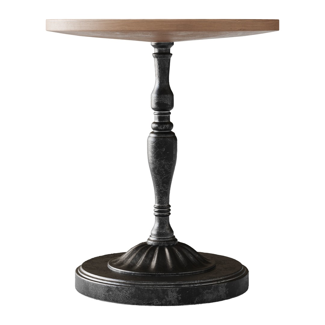 Vintage Round Side Table 3D Model – PBR Textured Furniture Asset, FBX, OBJ - View 9