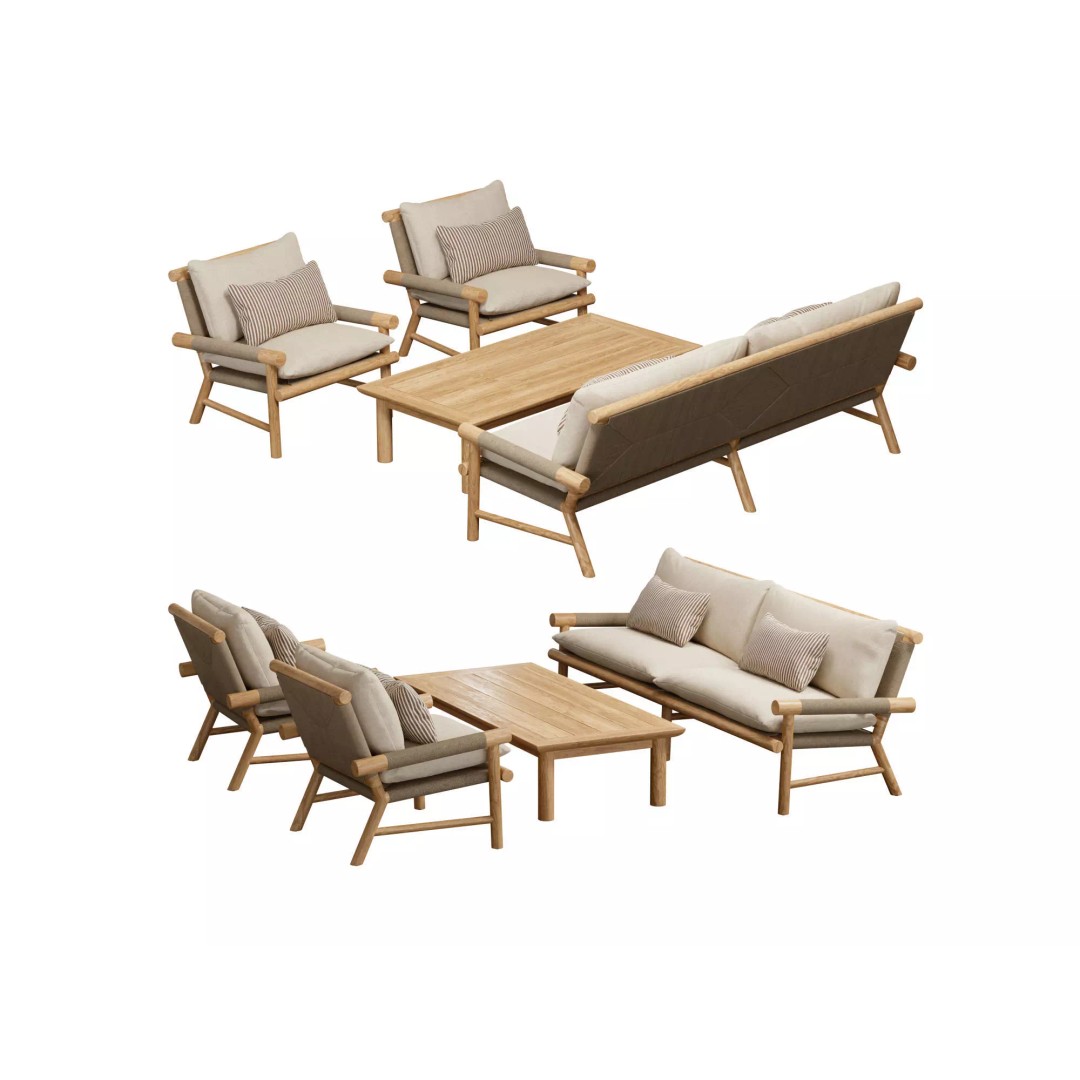 Lindon Outdoor Teak Lounge Chair 3D Model – High Poly PBR Asset, FBX - View 2