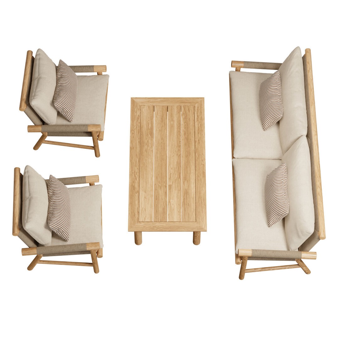 Lindon Outdoor Teak Lounge Chair 3D Model – High Poly PBR Asset, FBX - View 4