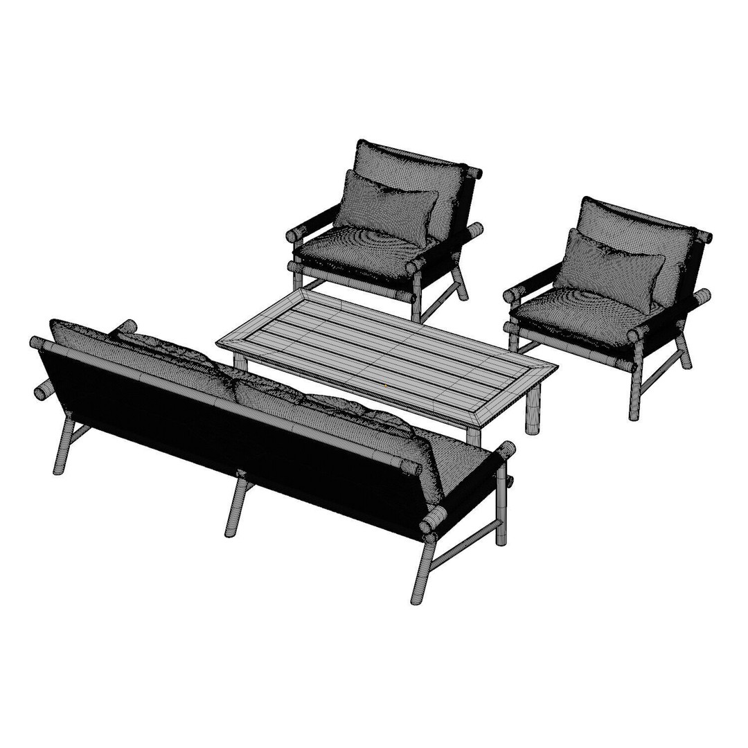 Lindon Outdoor Teak Lounge Chair 3D Model – High Poly PBR Asset, FBX - View 9