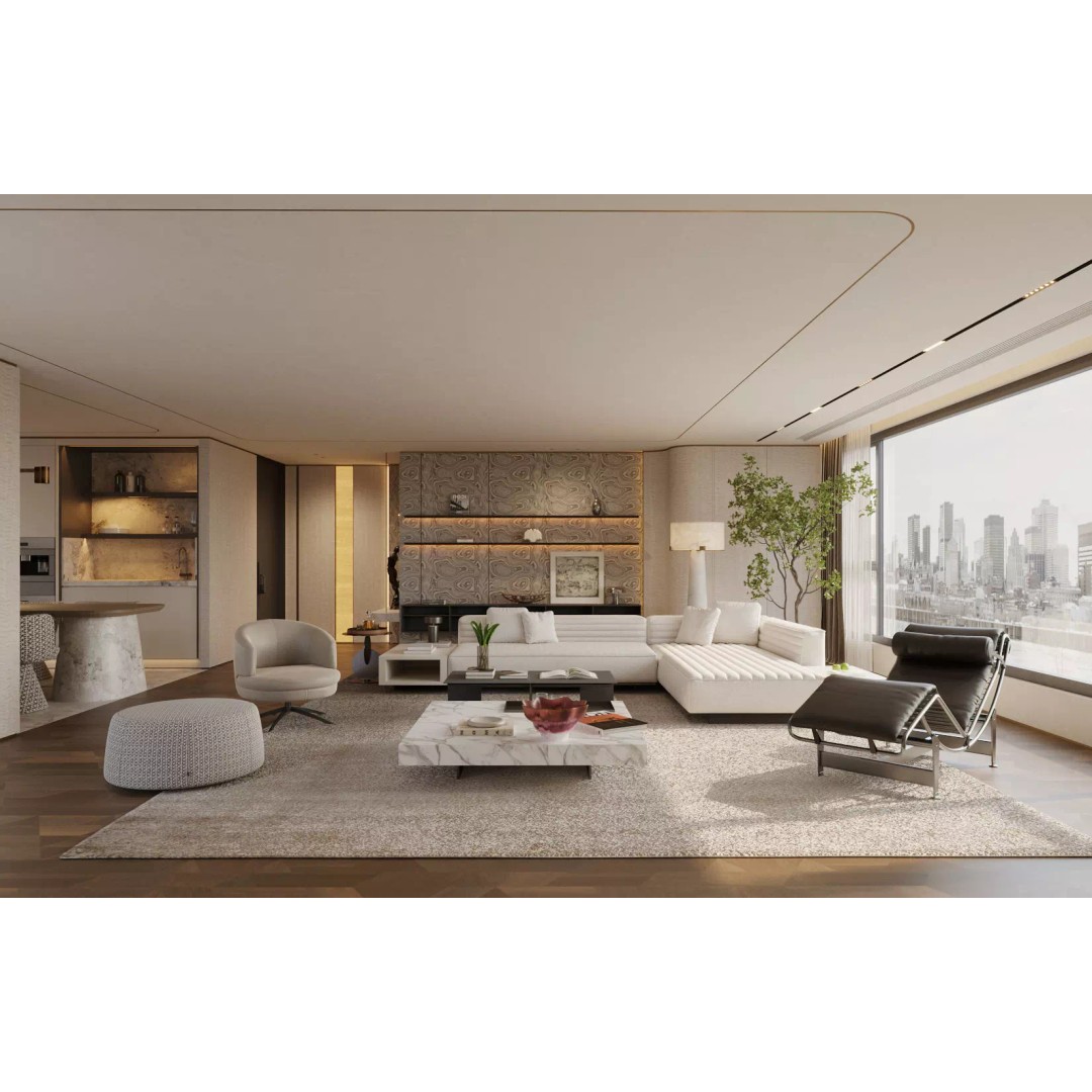 Italian-Style Large Flat Floor Living and Dining Room 3D Model – PBR Textures, FBX - View 2