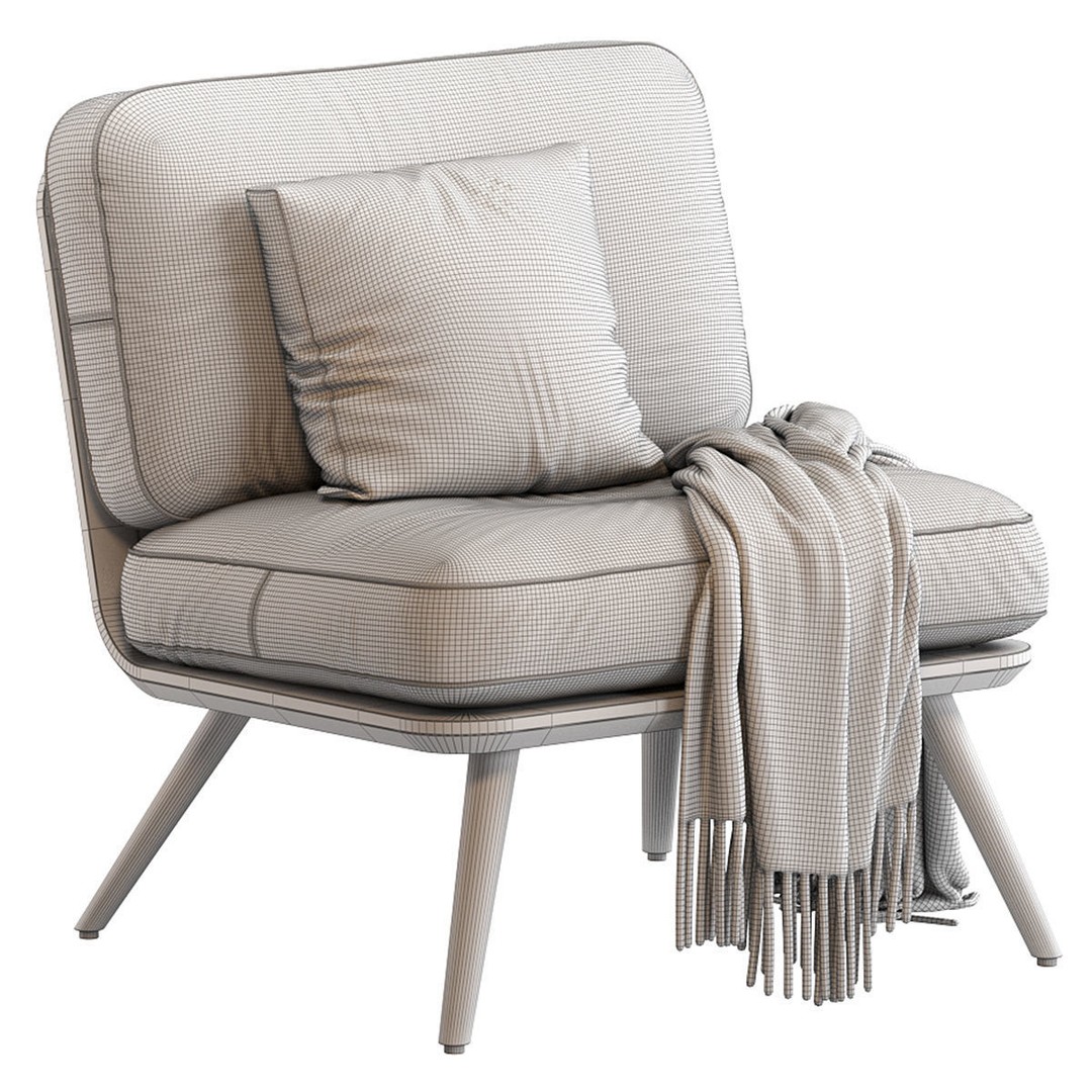 Spine Lounge Chair 3D Model – Contemporary Armchair, PBR Textures