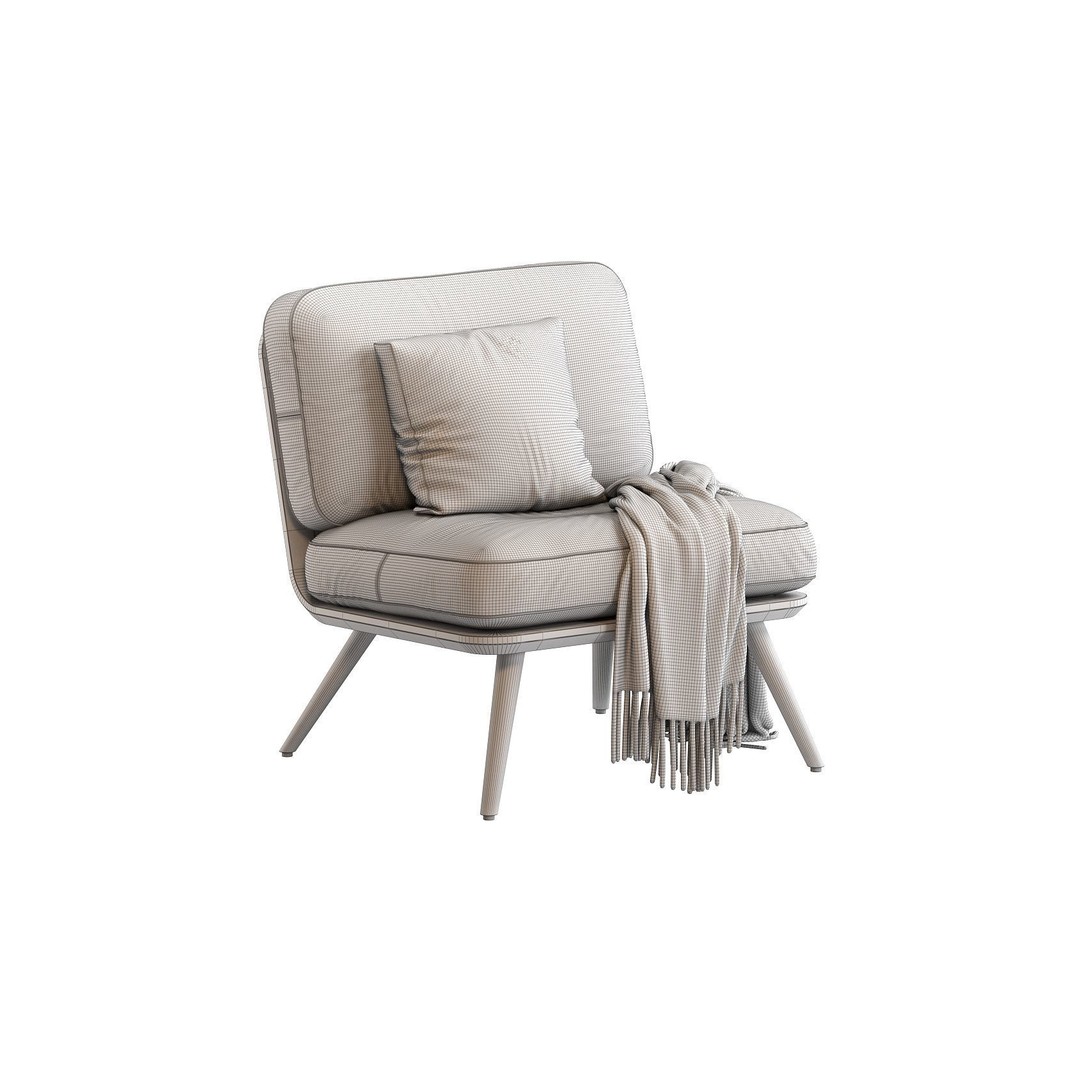 Spine Lounge Chair 3D Model – Contemporary Armchair, PBR Textures - View 12