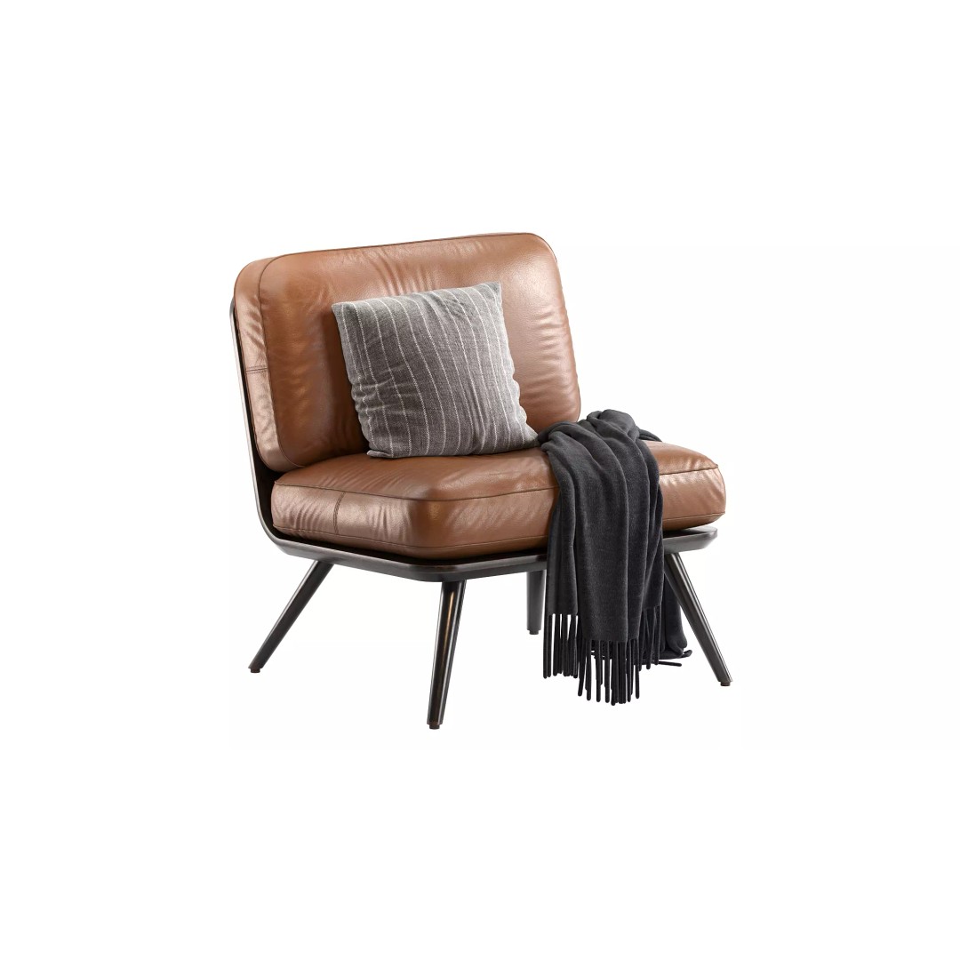 Spine Lounge Chair 3D Model – Contemporary Armchair, PBR Textures - View 2