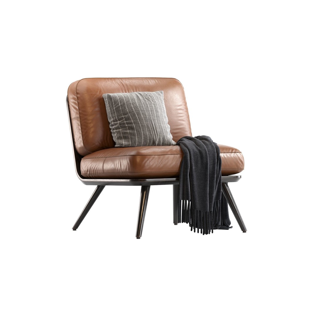 Spine Lounge Chair 3D Model – Contemporary Armchair, PBR Textures - View 3