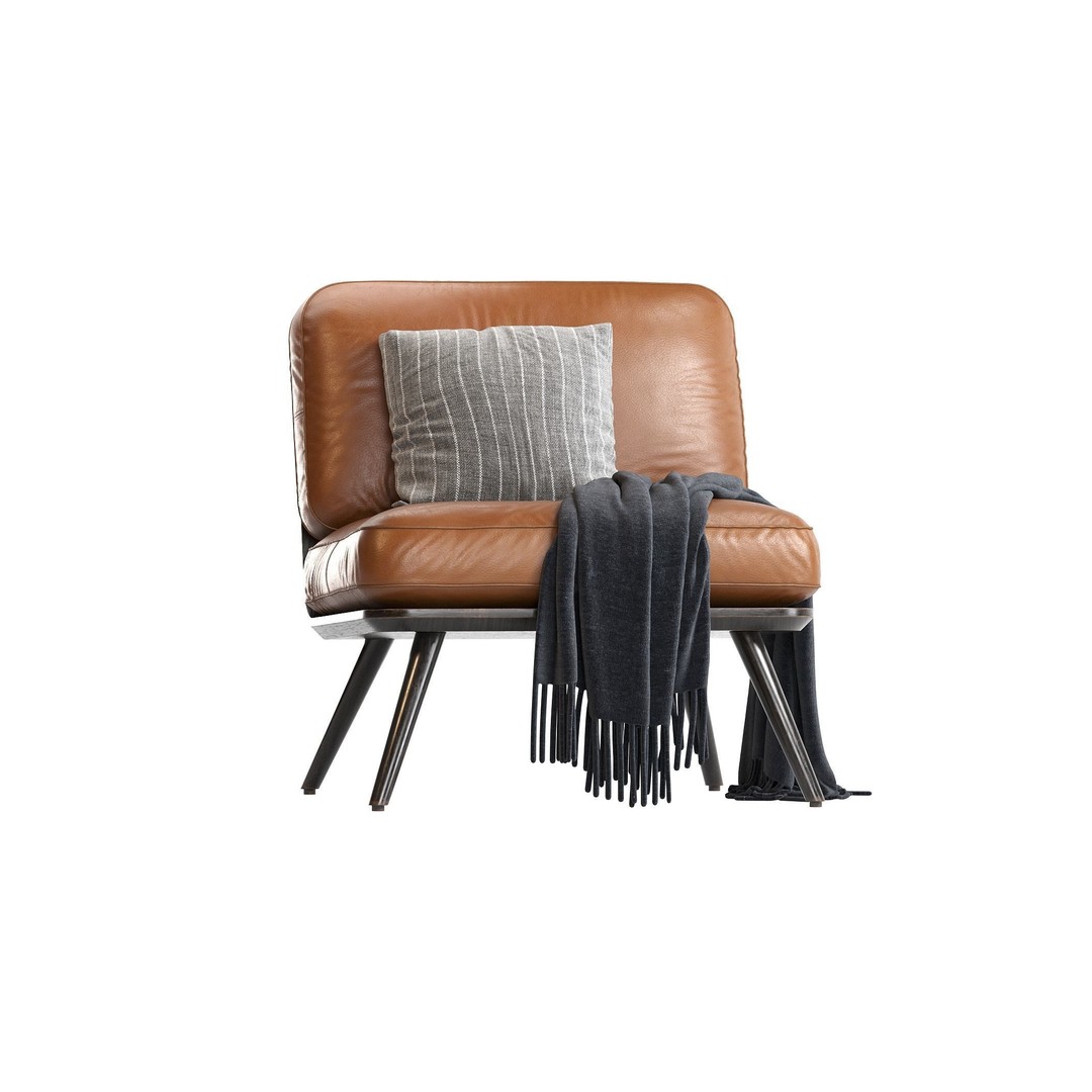 Spine Lounge Chair 3D Model – Contemporary Armchair, PBR Textures - View 8