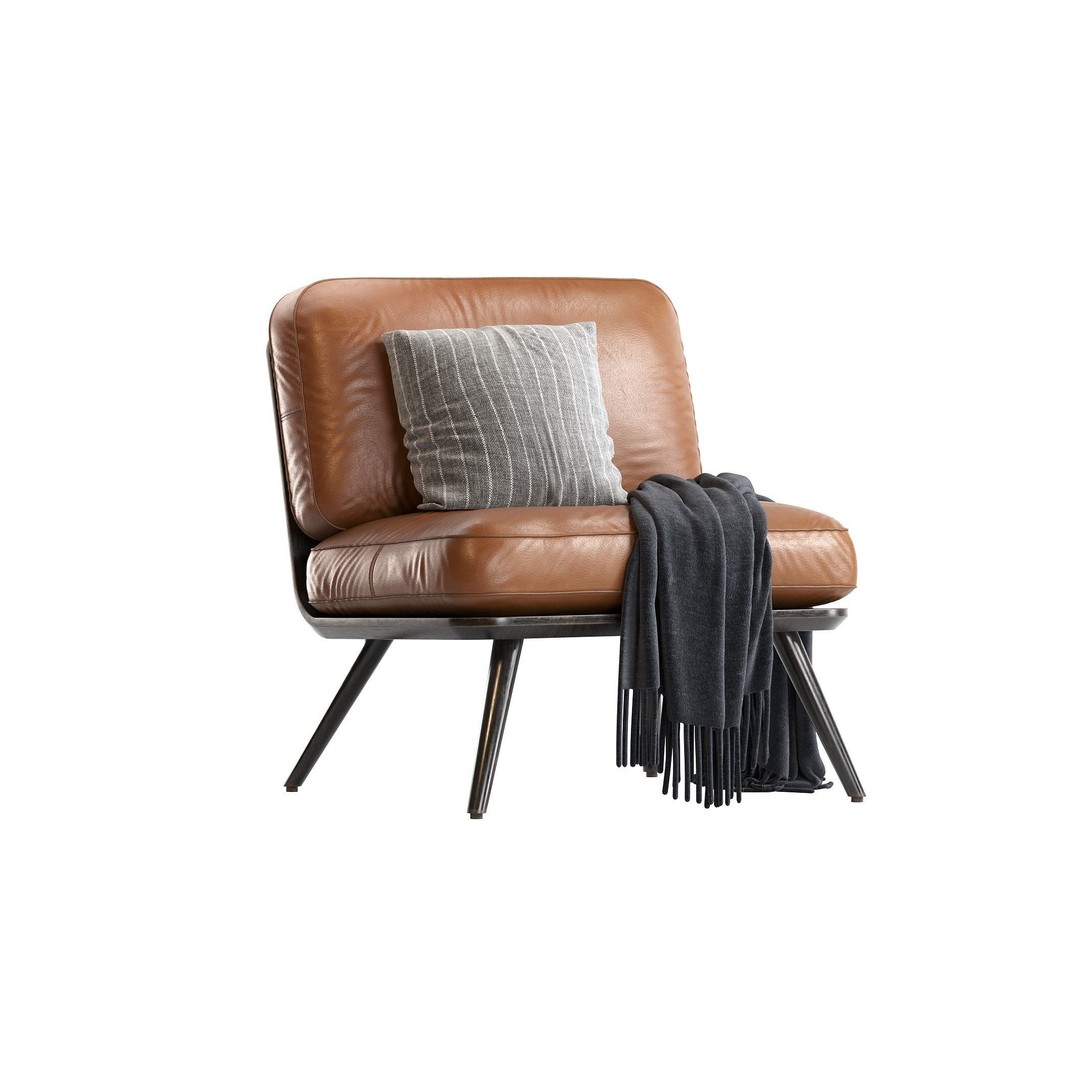 Spine Lounge Chair 3D Model – Contemporary Armchair, PBR Textures - View 9