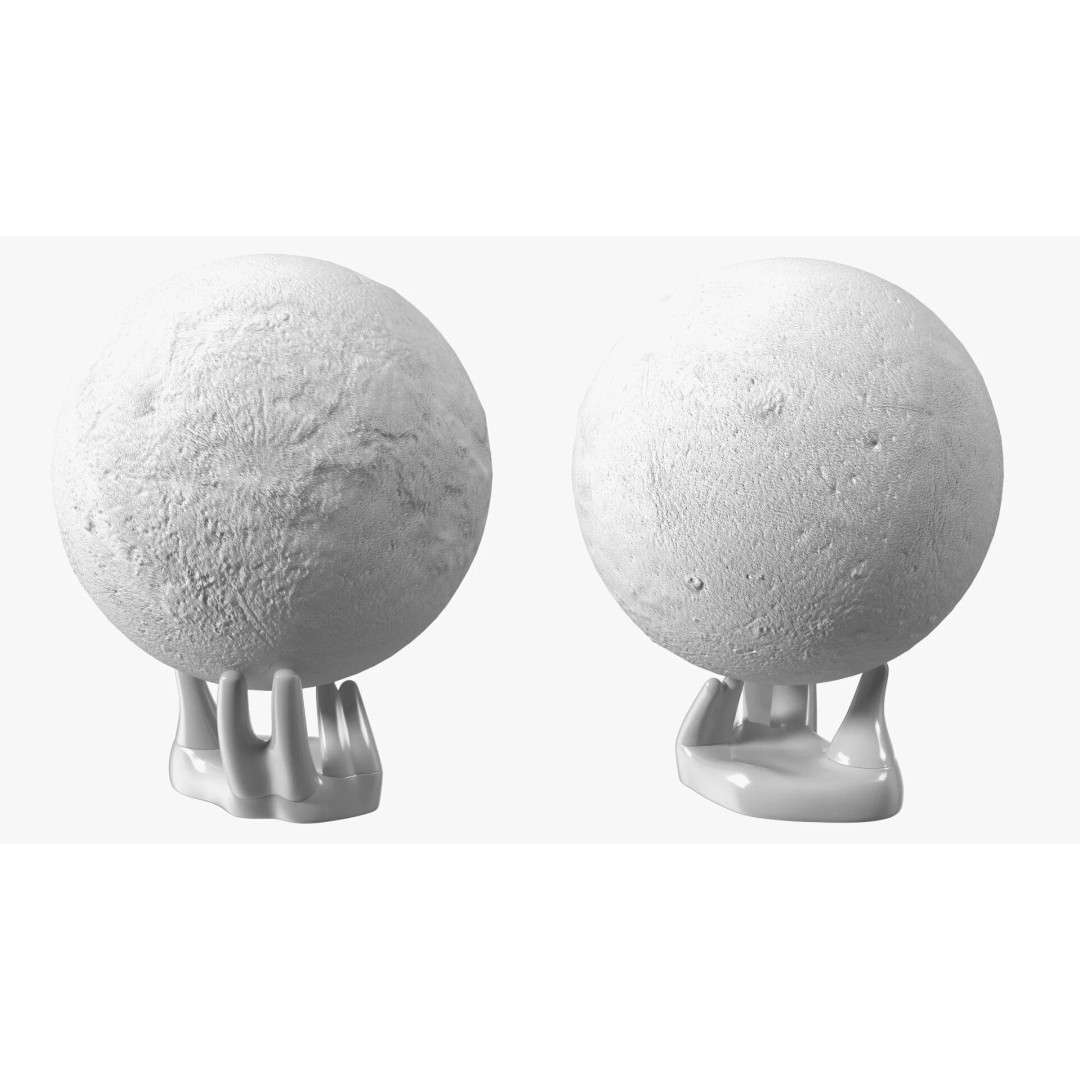 Moon Lamp 3D Model – Decorative Sphere on Stand, PBR Textures - View 11