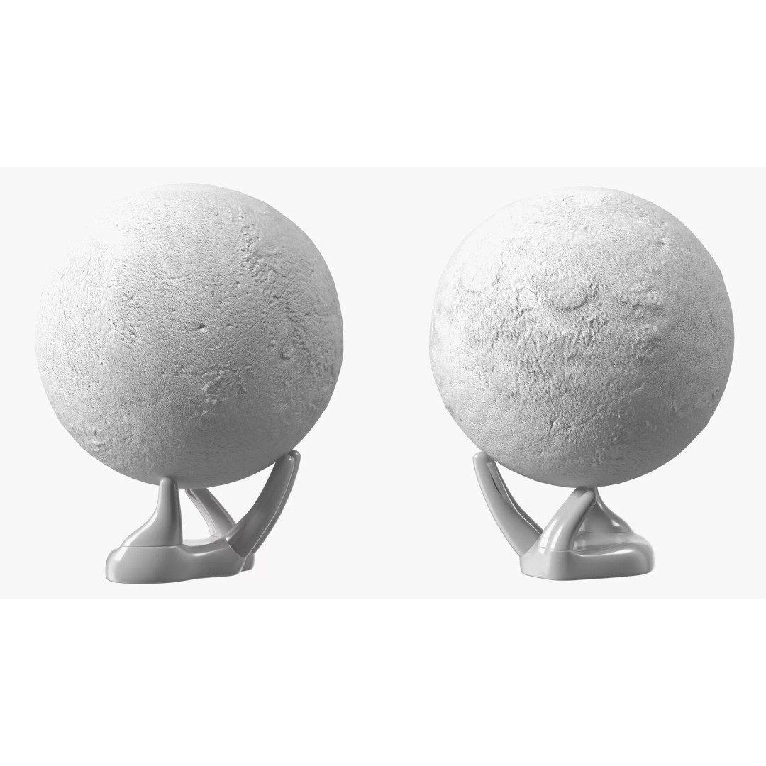 Moon Lamp 3D Model – Decorative Sphere on Stand, PBR Textures - View 12
