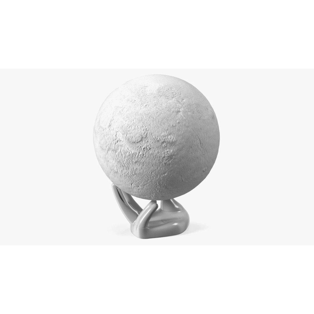 Moon Lamp 3D Model – Decorative Sphere on Stand, PBR Textures - View 2