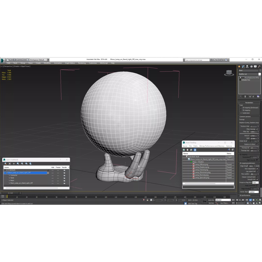 Moon Lamp 3D Model – Decorative Sphere on Stand, PBR Textures - View 20