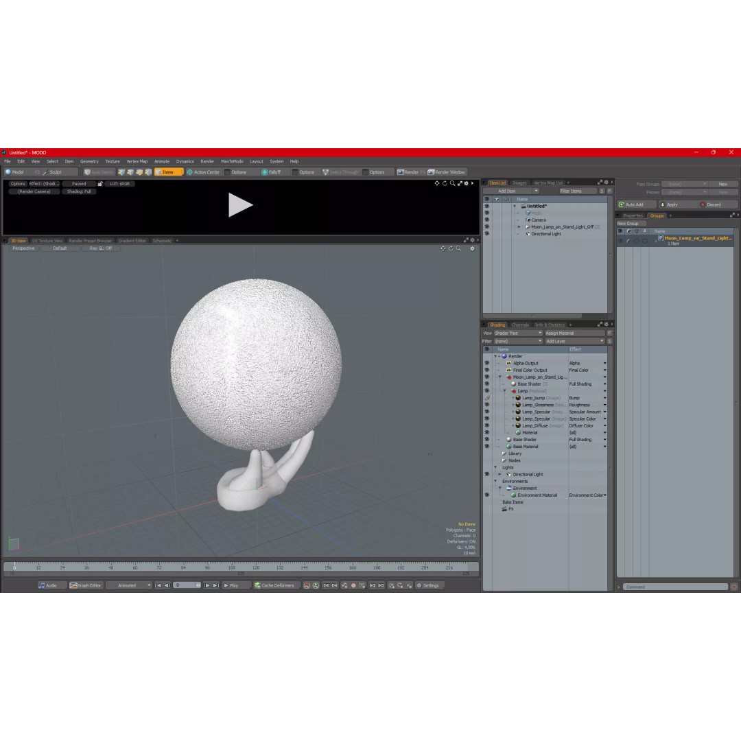 Moon Lamp 3D Model – Decorative Sphere on Stand, PBR Textures - View 24