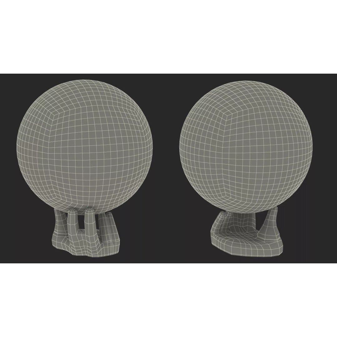 Moon Lamp 3D Model – Decorative Sphere on Stand, PBR Textures - View 25