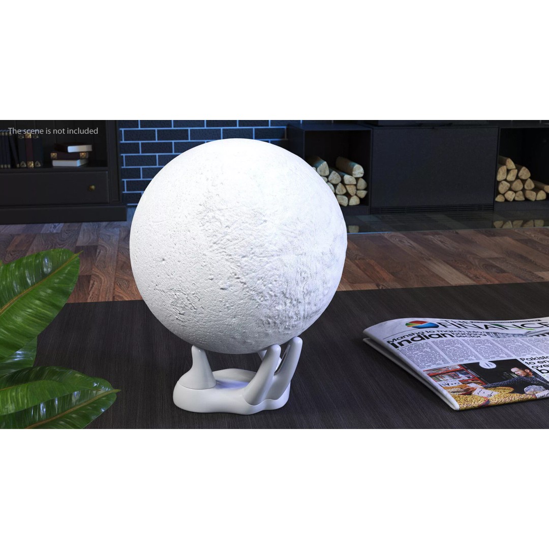 Moon Lamp 3D Model – Decorative Sphere on Stand, PBR Textures - View 3