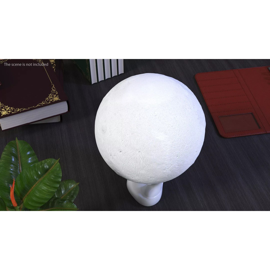Moon Lamp 3D Model – Decorative Sphere on Stand, PBR Textures - View 5