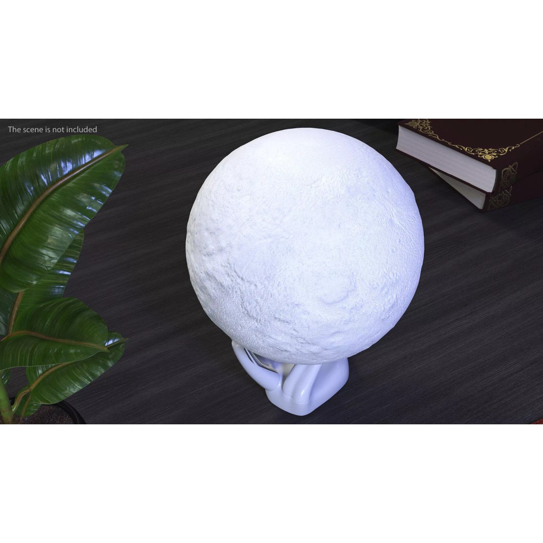 Moon Lamp 3D Model – Decorative Sphere on Stand, PBR Textures - View 6