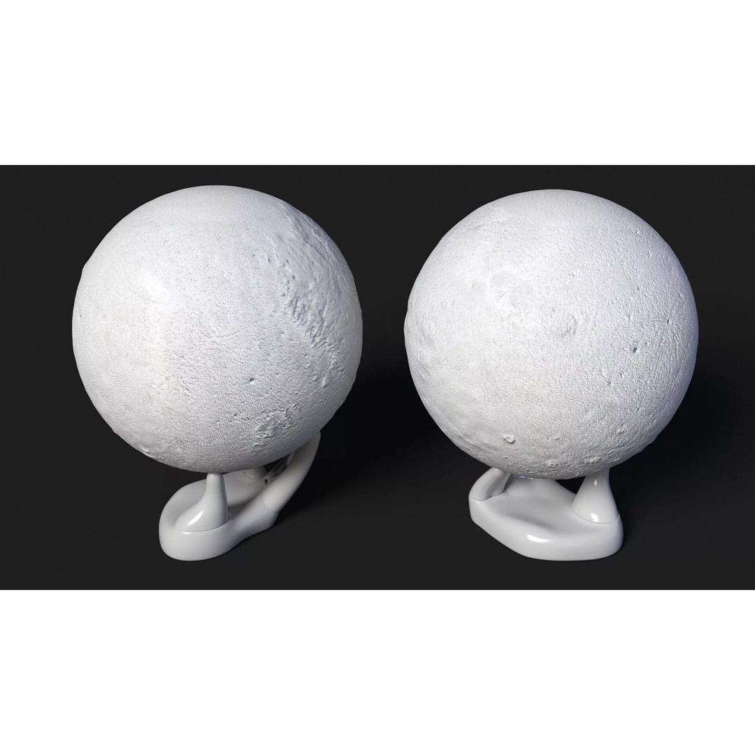 Moon Lamp 3D Model – Decorative Sphere on Stand, PBR Textures - View 8