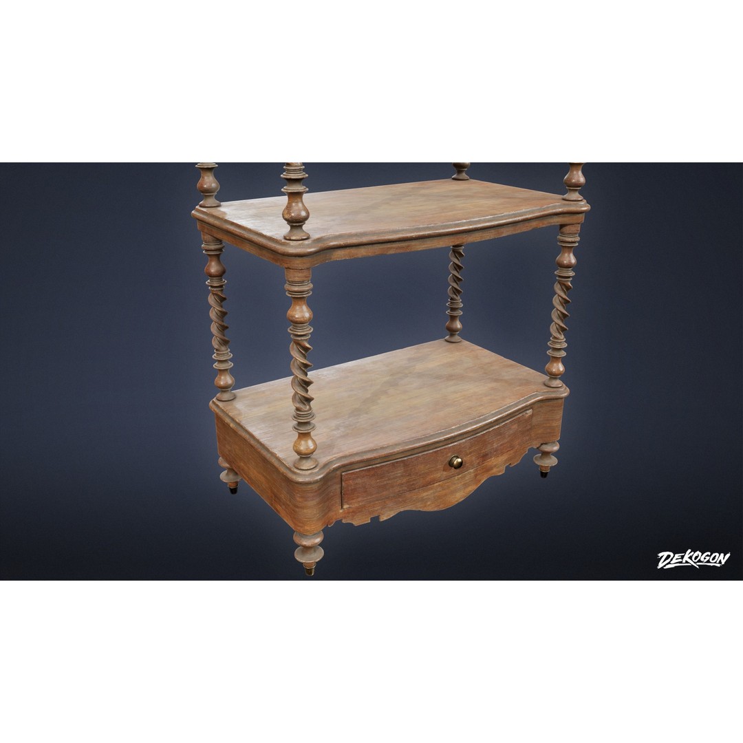 Victorian Shelf 3D Model – Antique Storage Cabinet, FBX - View 11