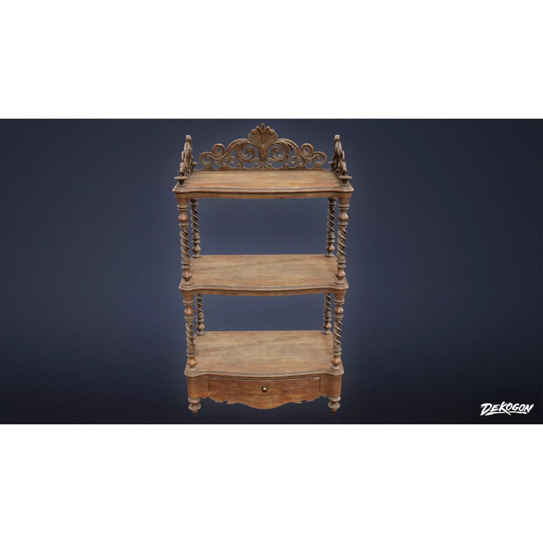 Victorian Shelf 3D Model – Antique Storage Cabinet, FBX - View 2