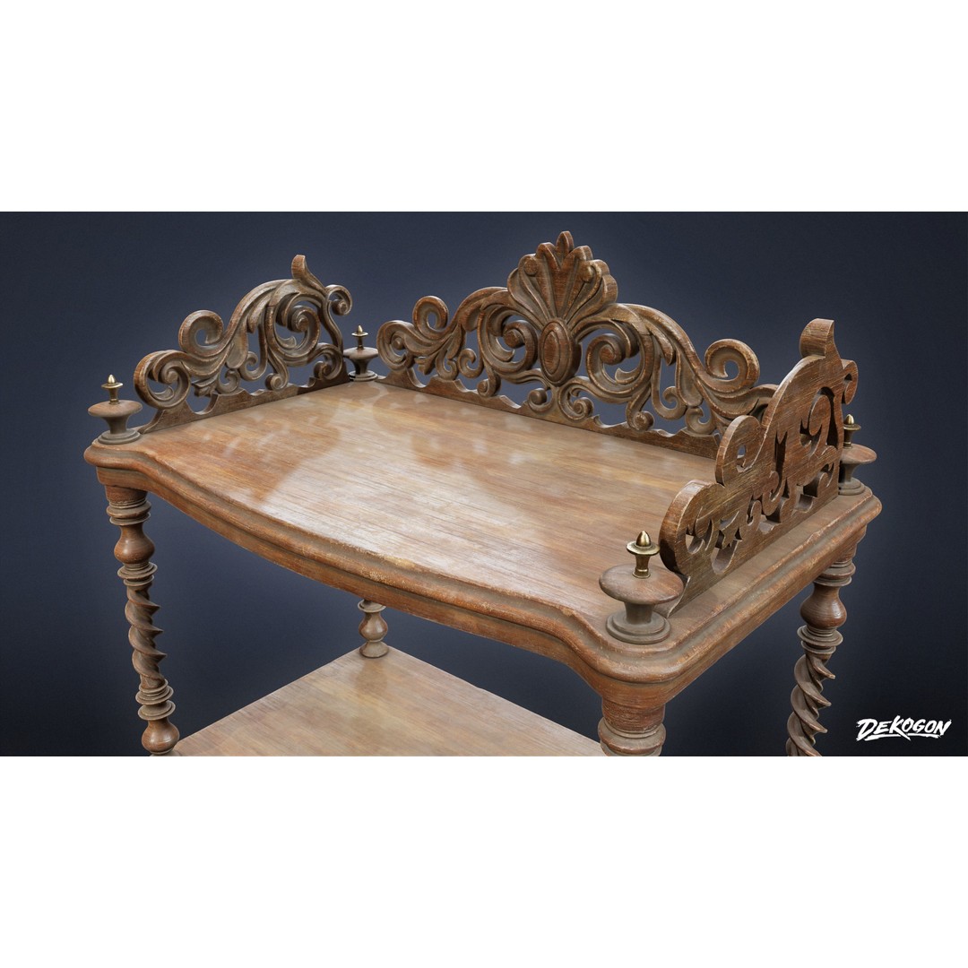 Victorian Shelf 3D Model – Antique Storage Cabinet, FBX - View 5