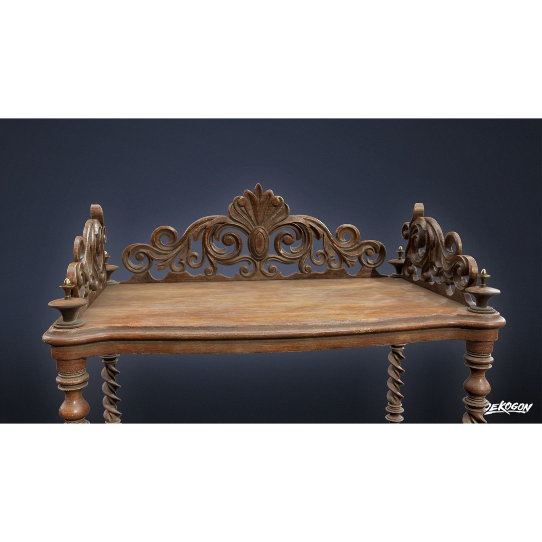 Victorian Shelf 3D Model – Antique Storage Cabinet, FBX - View 6