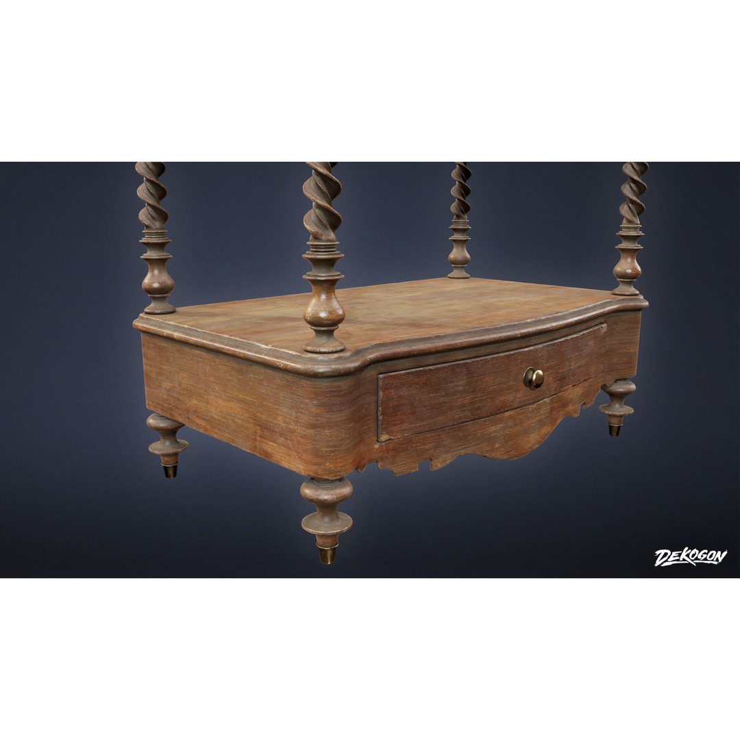 Victorian Shelf 3D Model – Antique Storage Cabinet, FBX - View 8