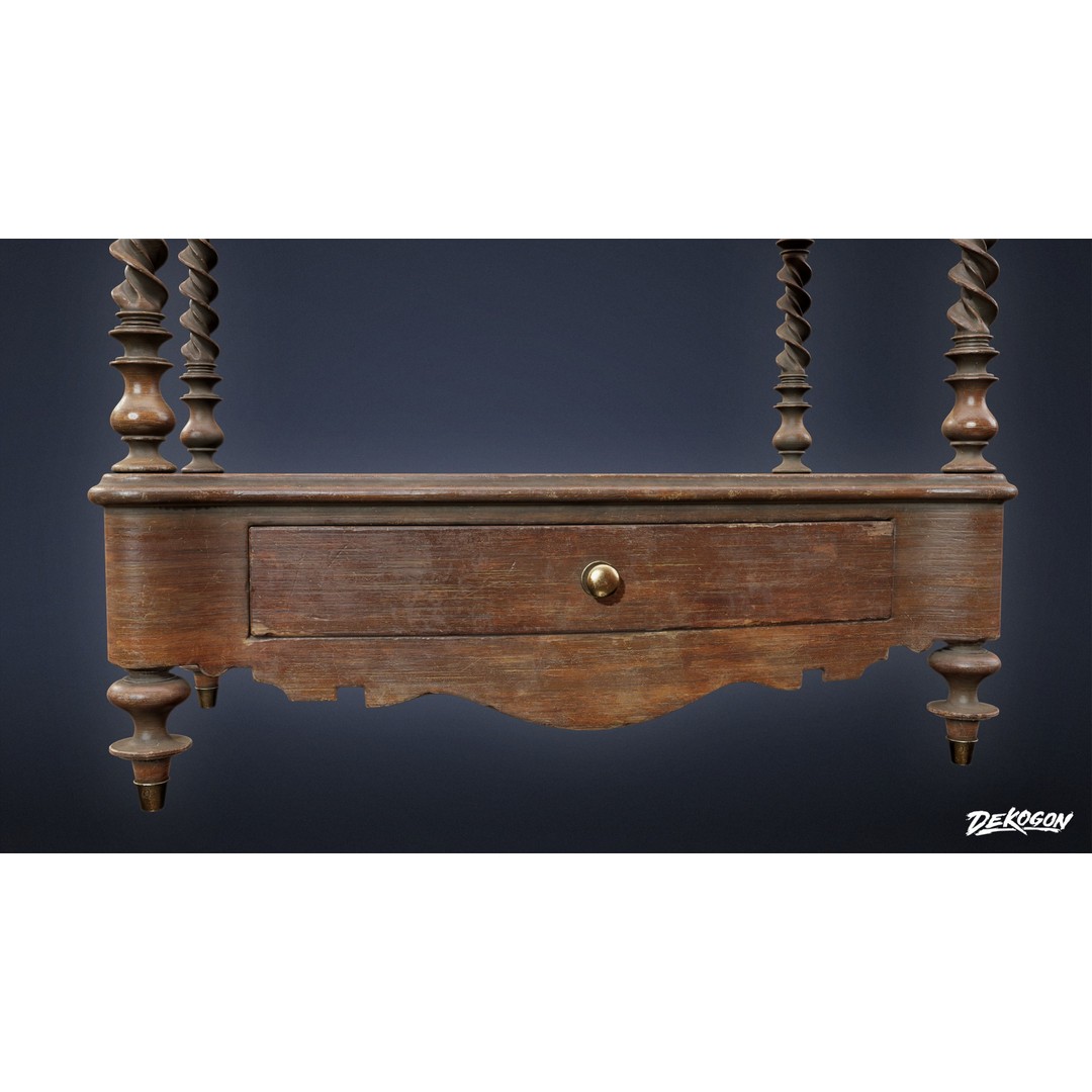 Victorian Shelf 3D Model – Antique Storage Cabinet, FBX - View 9