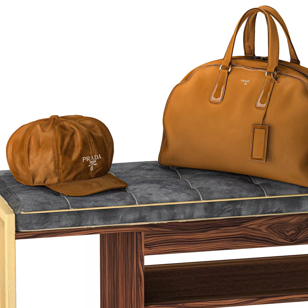 Bench Shoe Rack 3D Model – Minimalist Furniture Set for Hallway - View 4