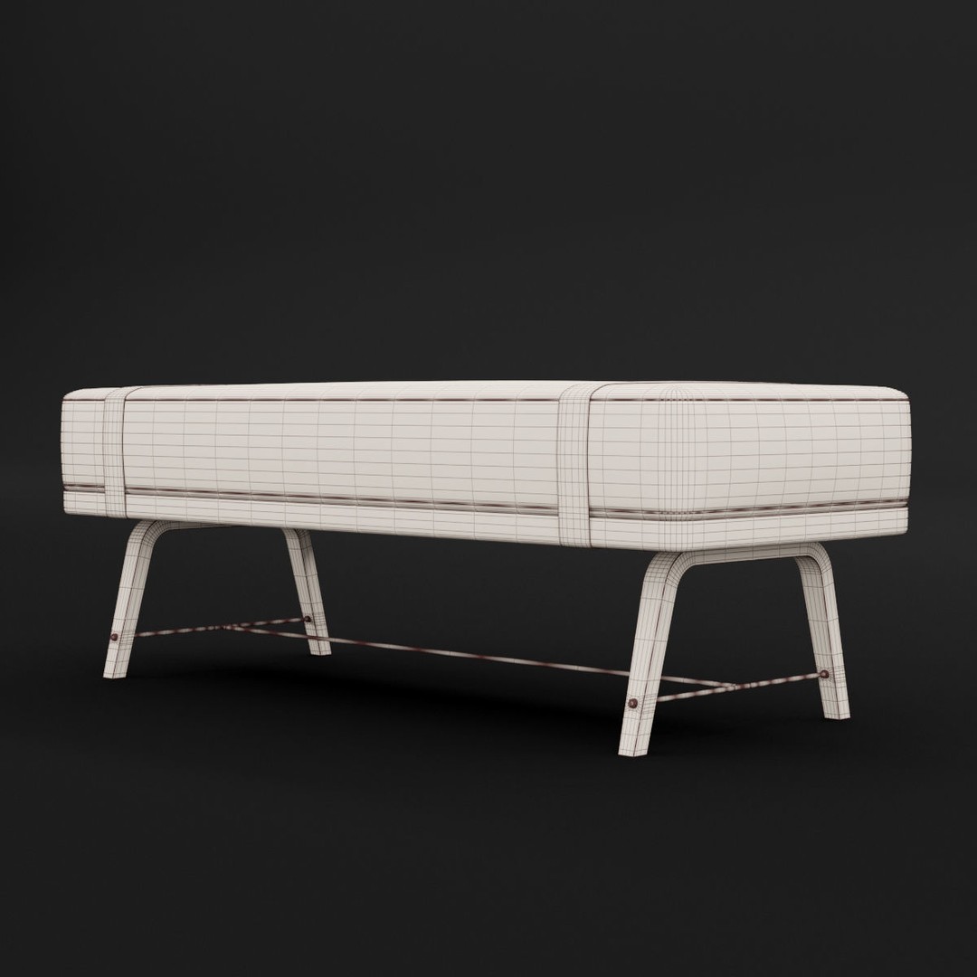 Modern Bed Bench 3D Model – High Poly PBR Furniture, FBX, OBJ - View 3