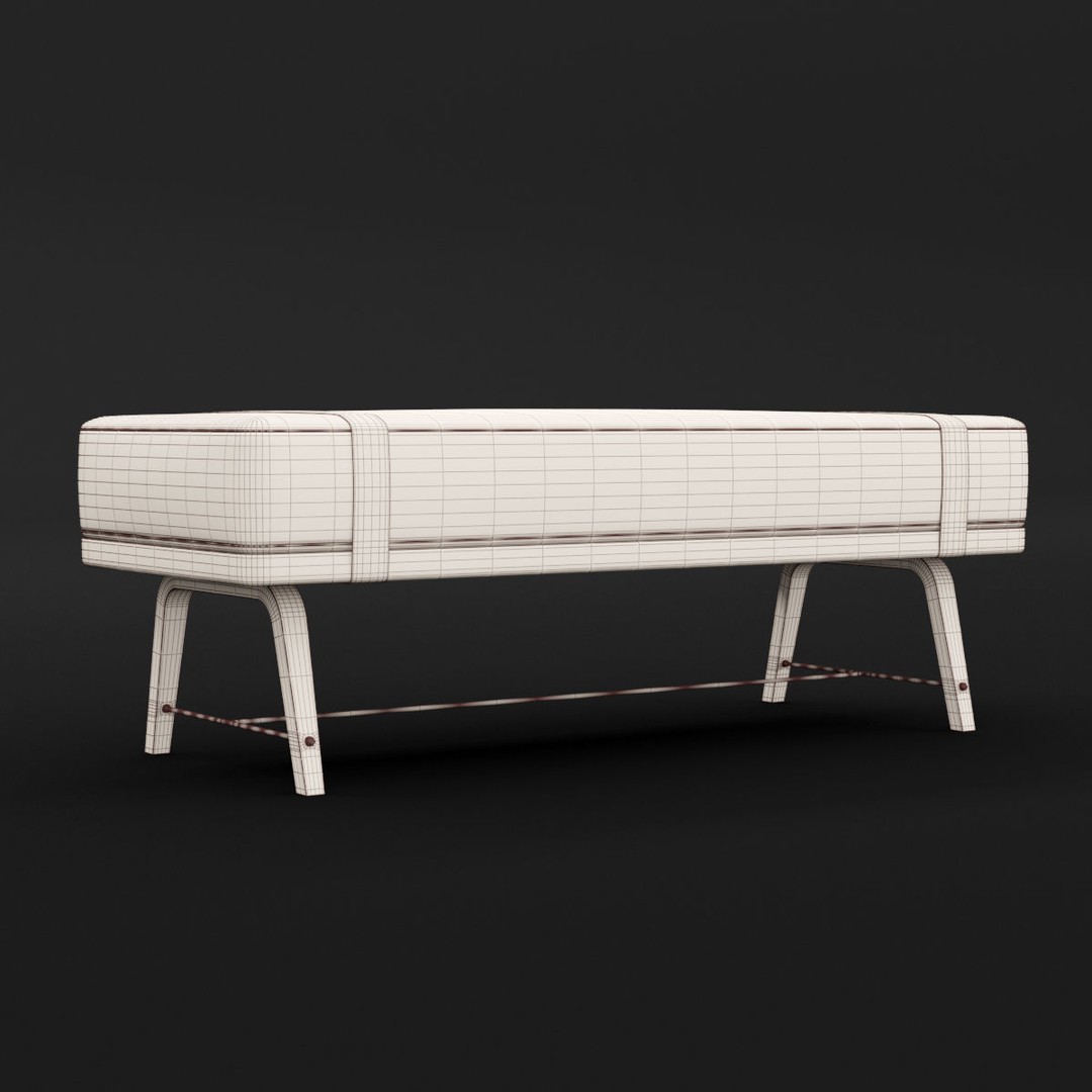 Modern Bed Bench 3D Model – High Poly PBR Furniture, FBX, OBJ - View 9