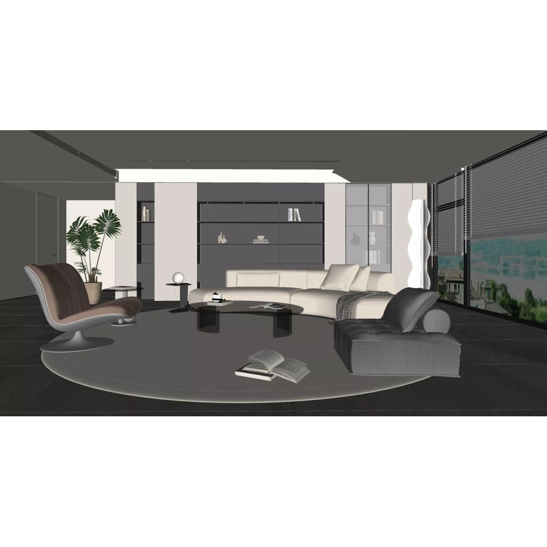 Italian Living Room 3D Model – Luxury Interior Design, FBX & More