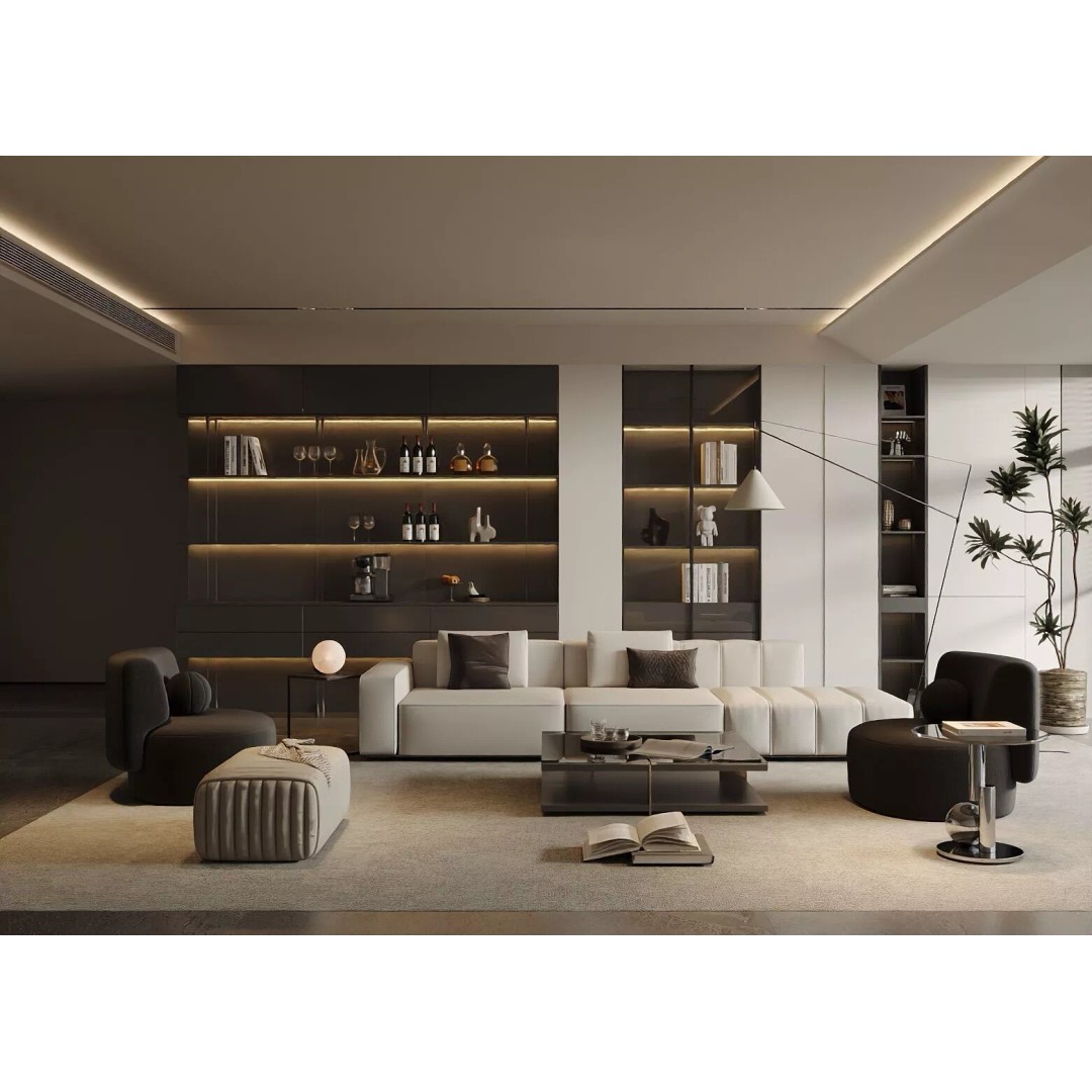 Italian Style Light Luxury Living Room 3D Model – PBR Textures, FBX, OBJ - View 2