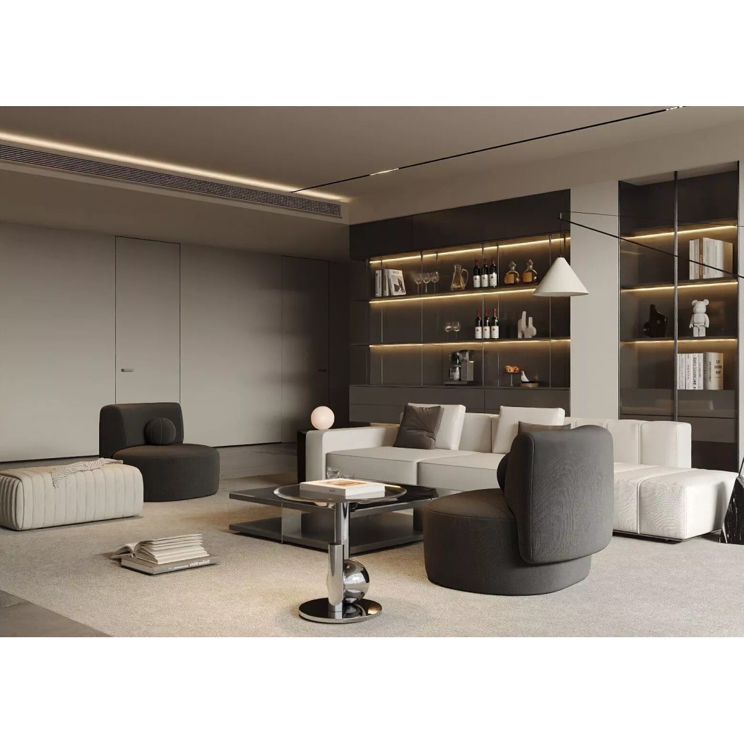 Italian Style Light Luxury Living Room 3D Model – PBR Textures, FBX, OBJ - View 4