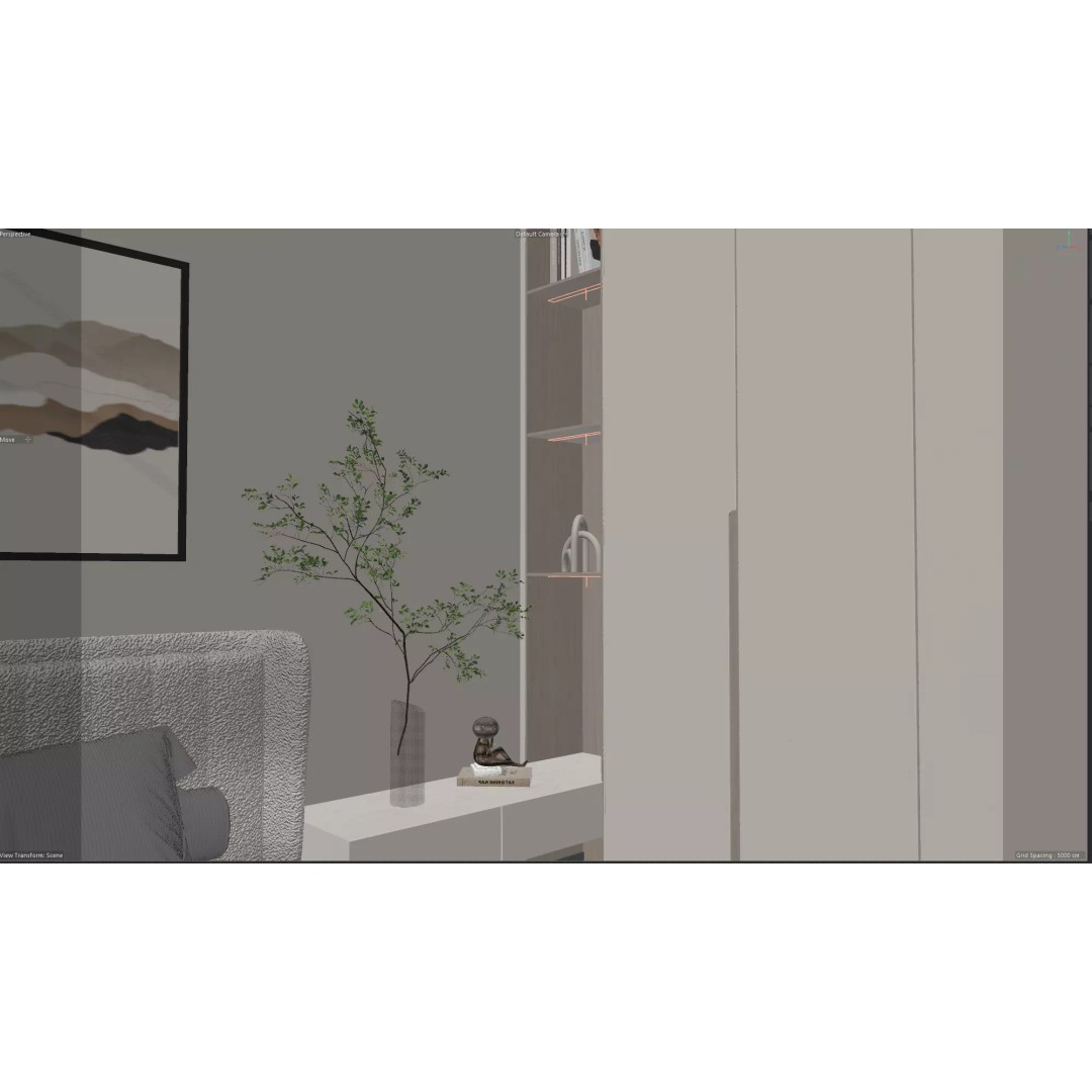 Cozy Master Bedroom 3D Model – Modern Interior, Cinema 4D, Redshift