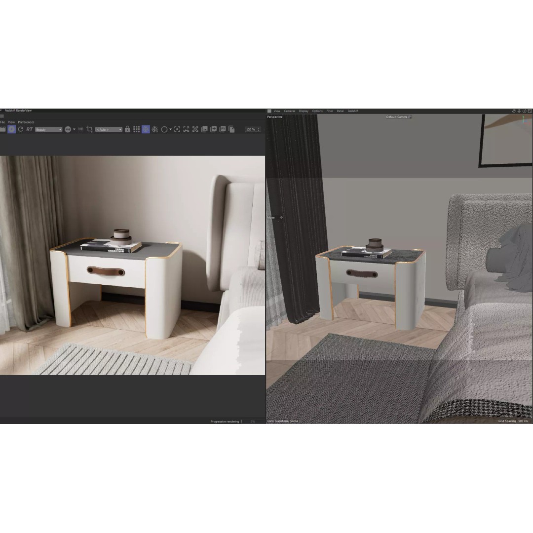 Cozy Master Bedroom 3D Model – Modern Interior, Cinema 4D, Redshift - View 4