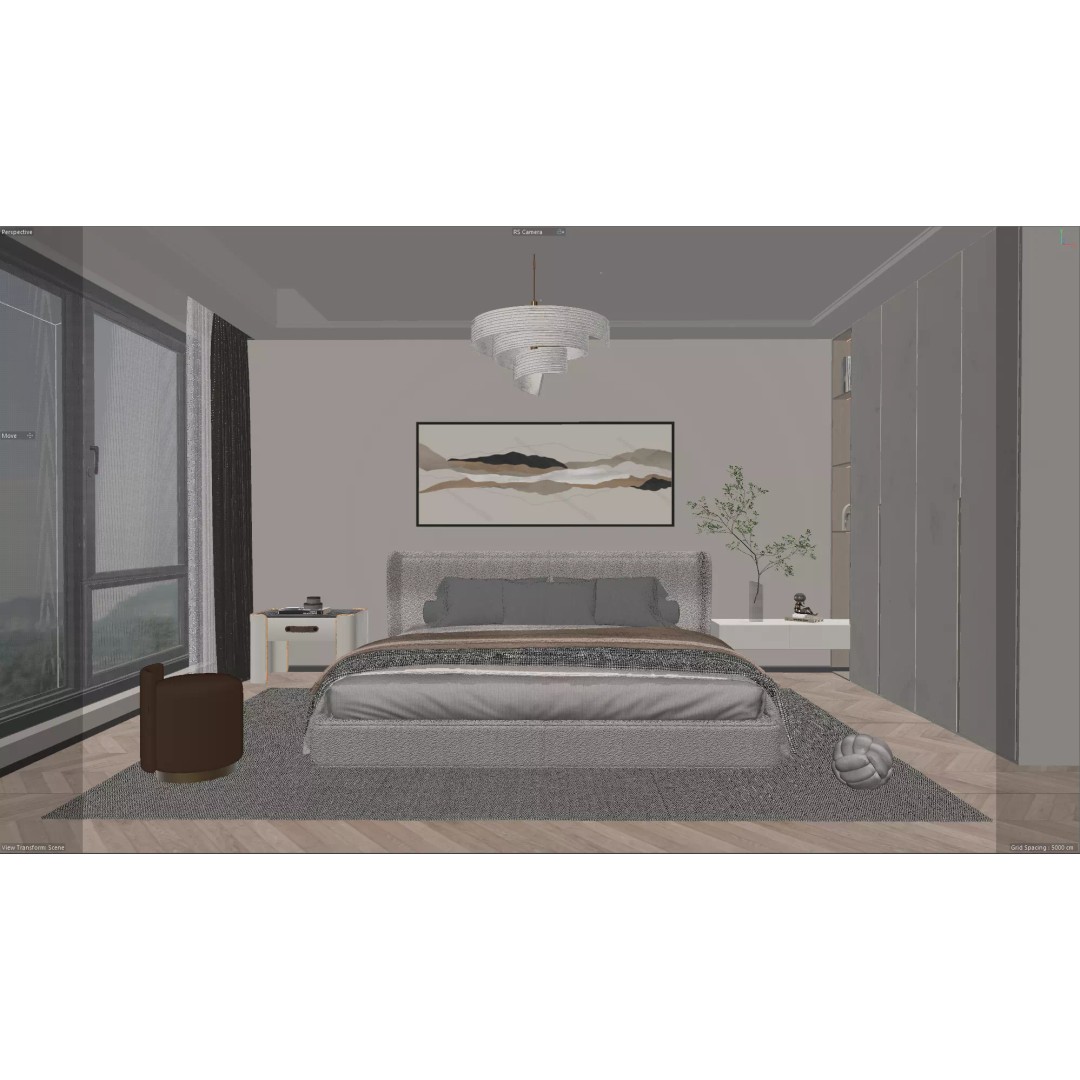 Cozy Master Bedroom 3D Model – Modern Interior, Cinema 4D, Redshift - View 8