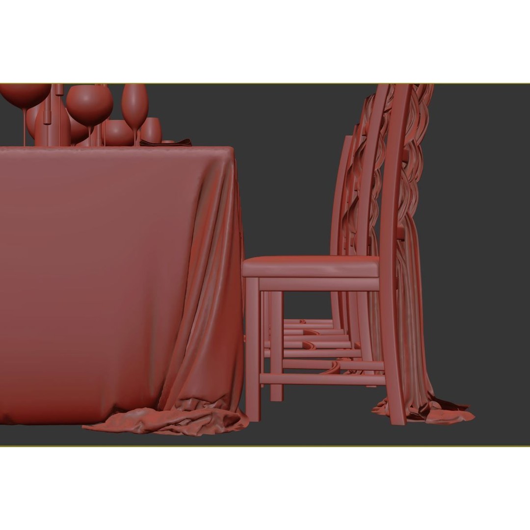 Dining Table 3D Model – Realistic Furniture Asset, FBX, OBJ