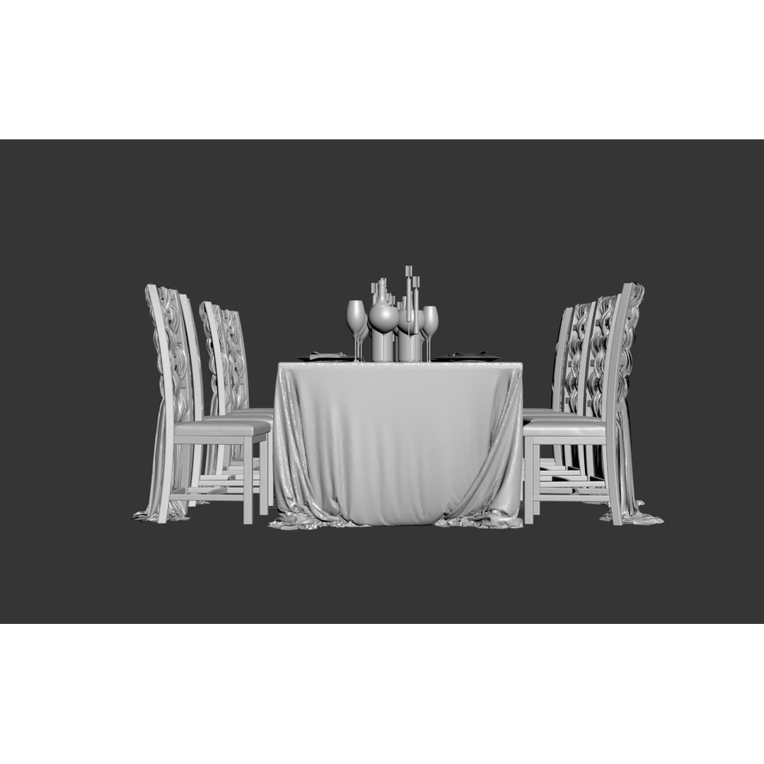 Dining Table 3D Model – Realistic Furniture Asset, FBX, OBJ - View 11
