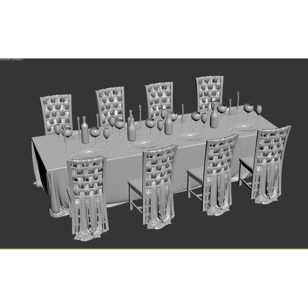 Dining Table 3D Model – Realistic Furniture Asset, FBX, OBJ - View 12
