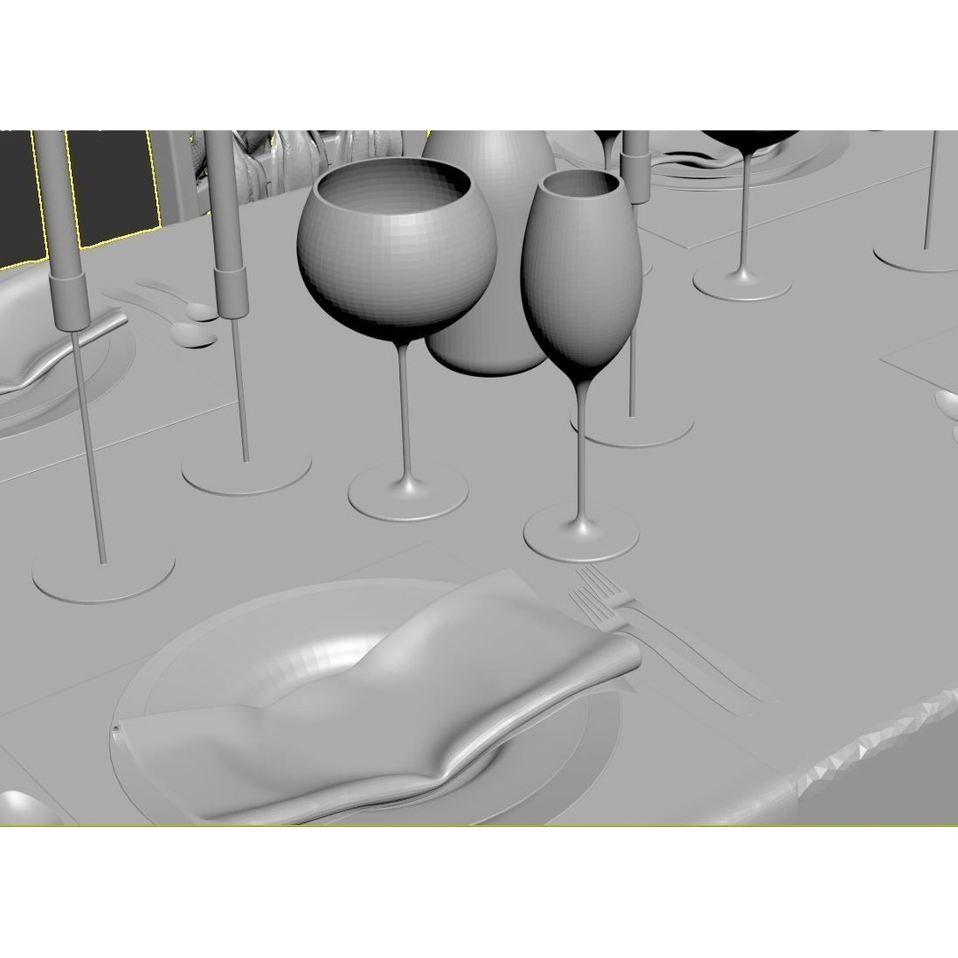 Dining Table 3D Model – Realistic Furniture Asset, FBX, OBJ - View 24