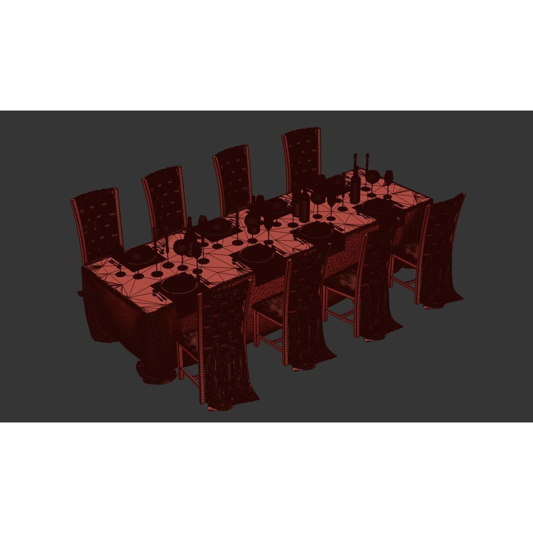 Dining Table 3D Model – Realistic Furniture Asset, FBX, OBJ - View 25
