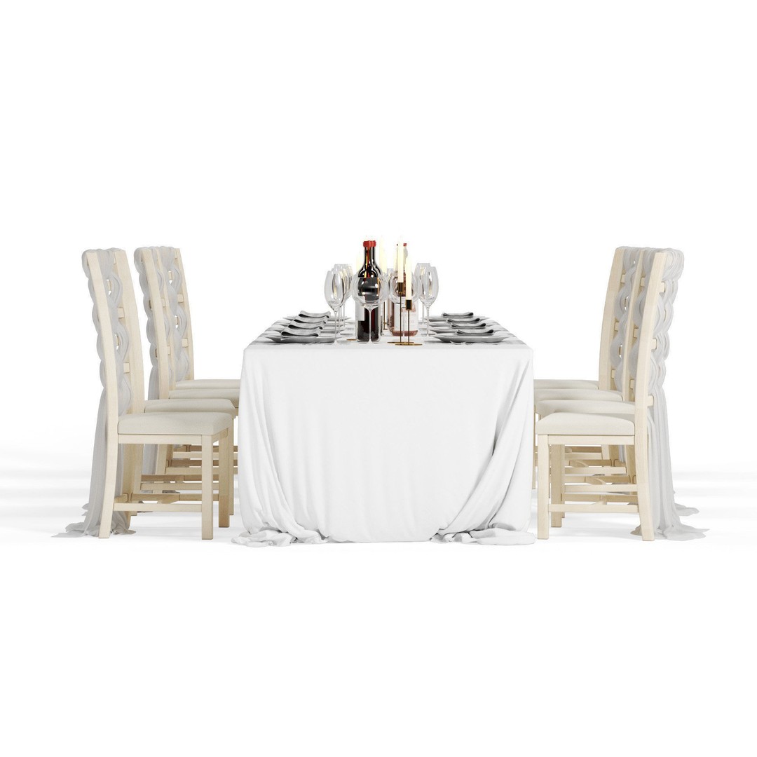 Dining Table 3D Model – Realistic Furniture Asset, FBX, OBJ - View 3