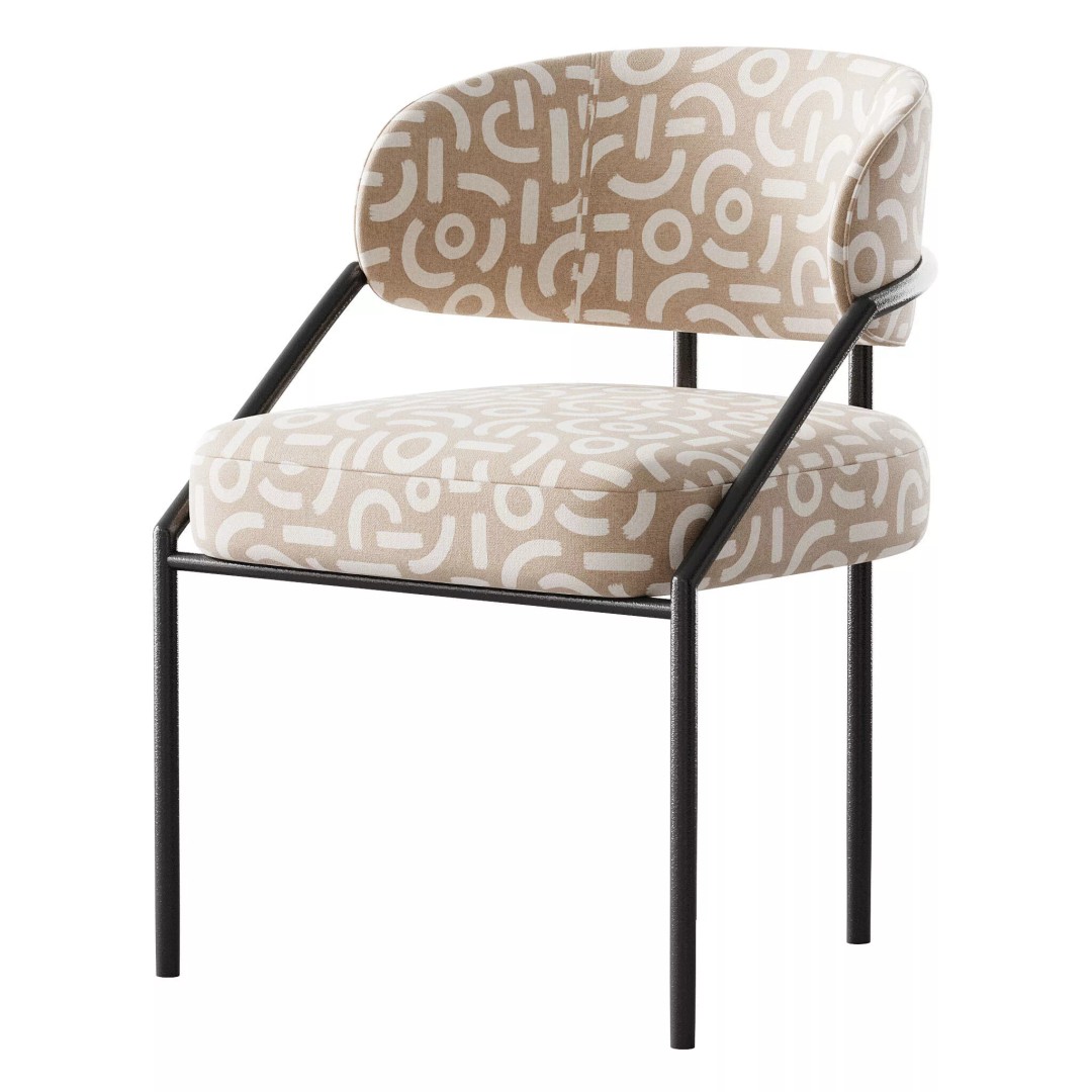 Metal Dining Chair 3D Model – Modern Upholstered Design, FBX, OBJ - View 10