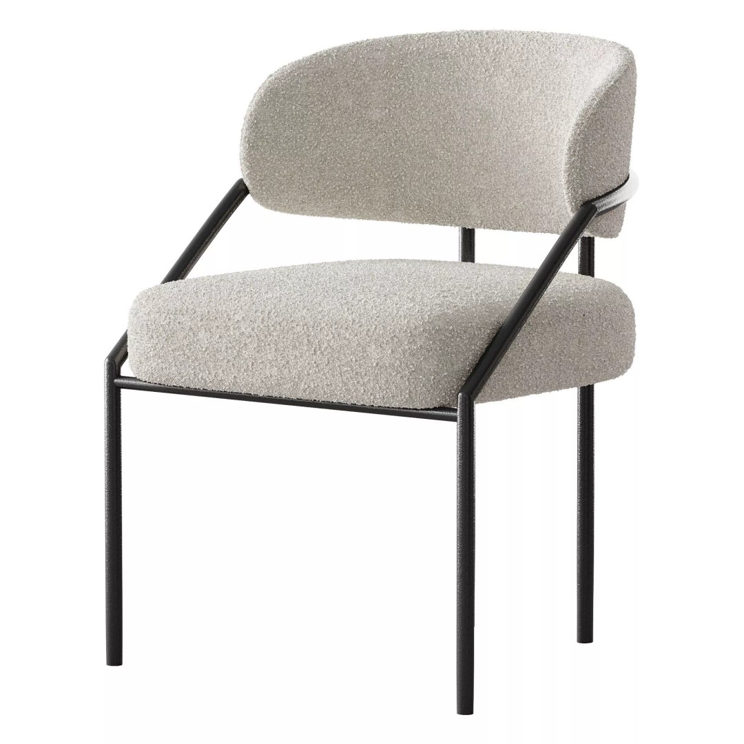 Metal Dining Chair 3D Model – Modern Upholstered Design, FBX, OBJ - View 11
