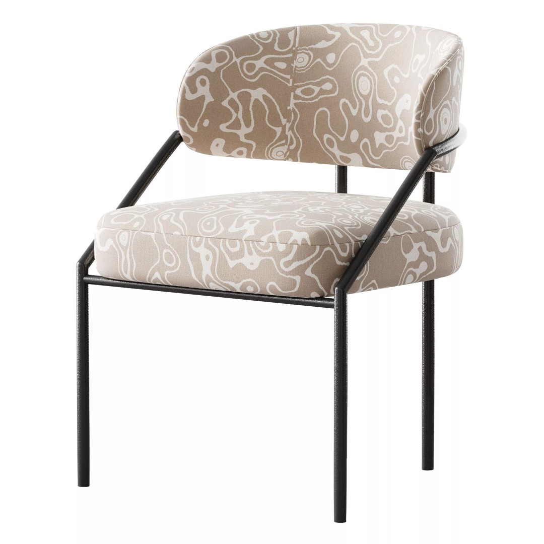 Metal Dining Chair 3D Model – Modern Upholstered Design, FBX, OBJ - View 13